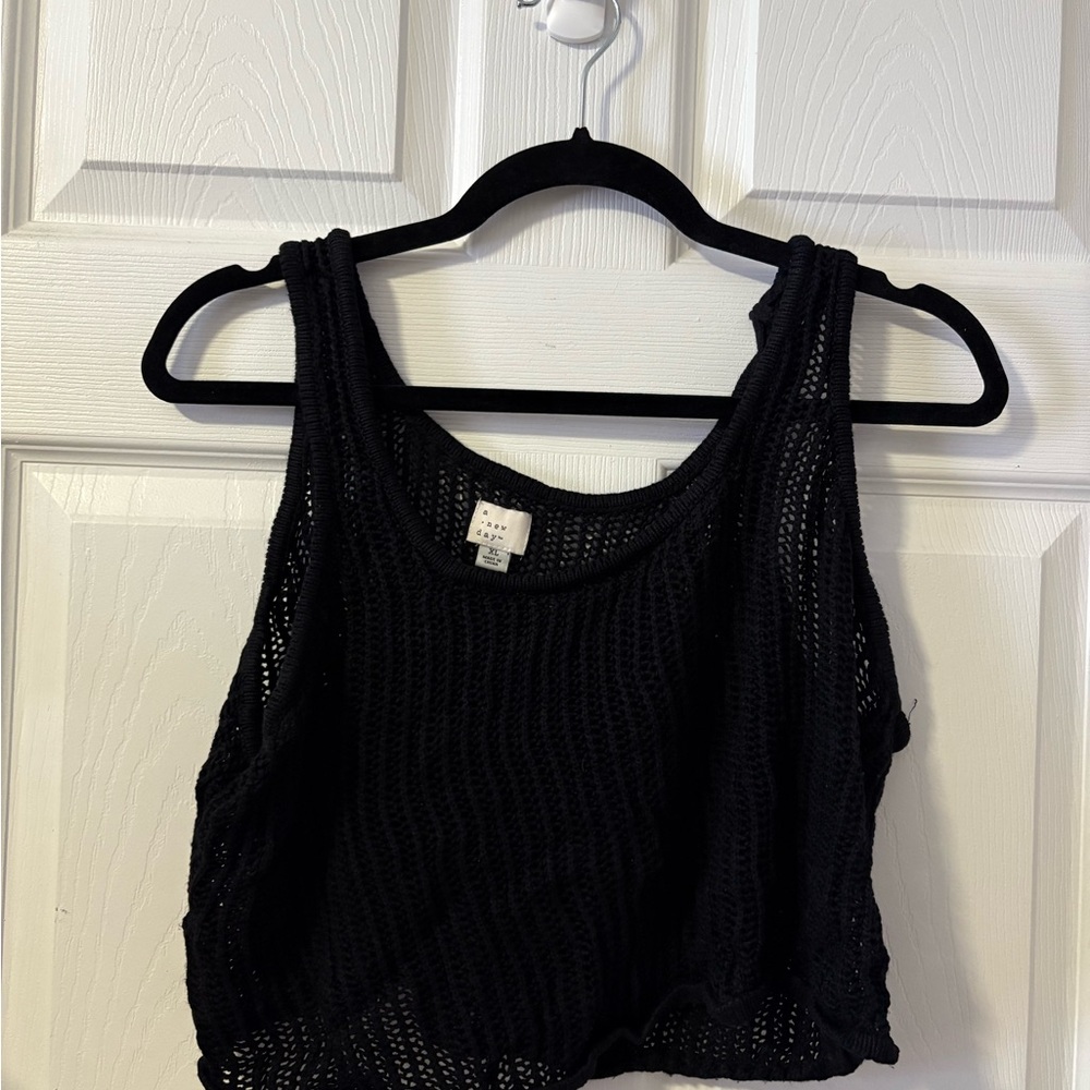 a new day Black Knit Crop Top